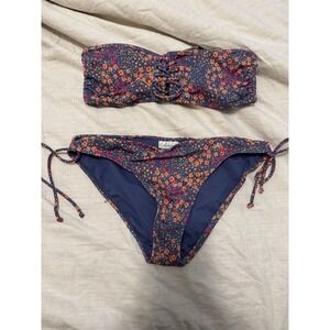 Kirra VTG Women's Floral Multicolor Bikini Swimsuit Top Sz Large Bottoms Sz XL